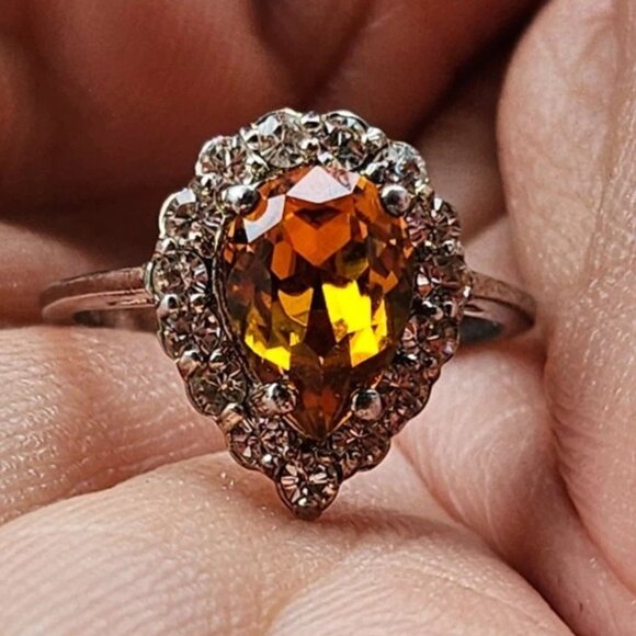 Jewelry - Women Ring Yellow Faux Stone Heart Shape Fashion Jewelry Ring Size 7